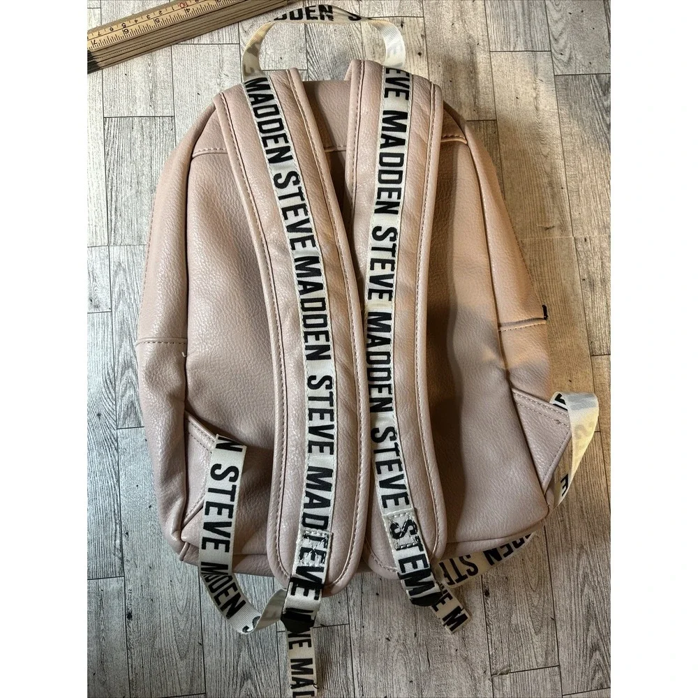 Steve Madden Blush Logo Backpack Faux Leather Zip Closure Women‎